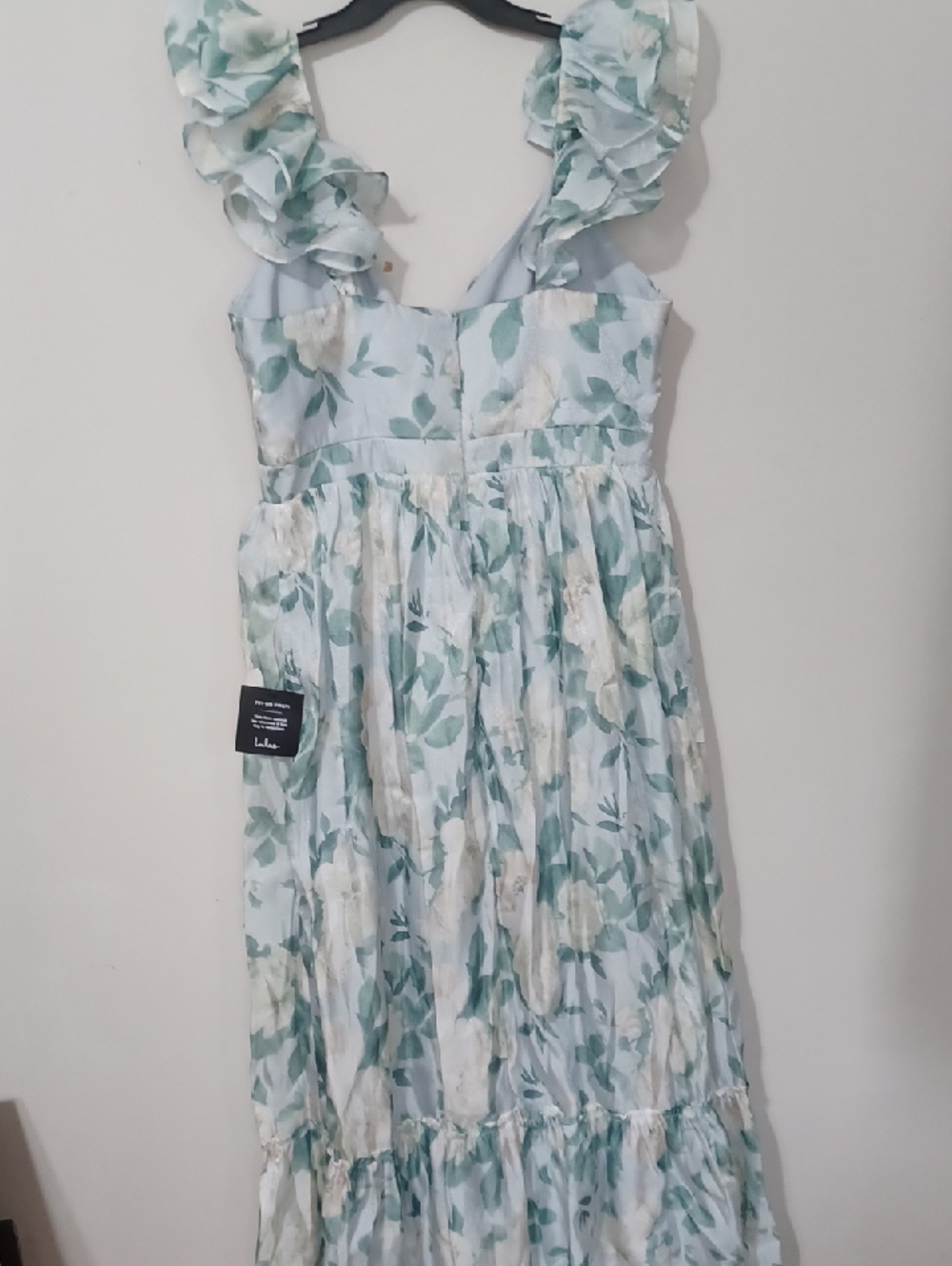 Lulu's Mint Floral Ruffle-Sleeve Maxi Dress. Wedding/Party Dress NWT Sz XL - Picture 9 of 12